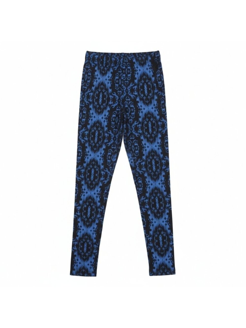 💠 U2B Damask Ikat Print Slim Leg Pants Womens Size Small Blue Black Boho